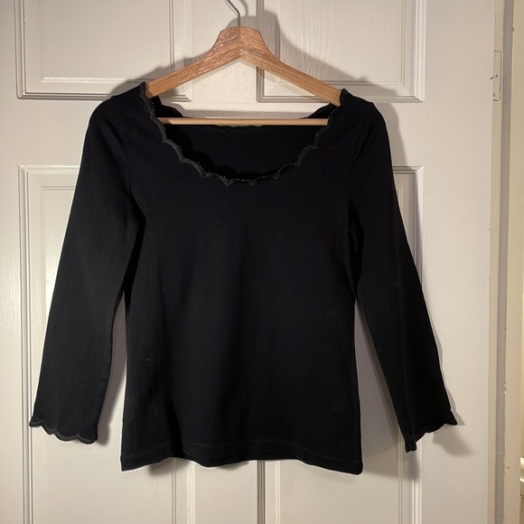 Kate Spade scalloped black top - Picture 2 of 5